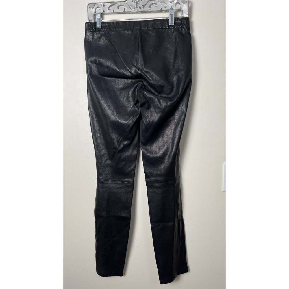 J BRAND BLACK LEATHER PLONGE LEGGINGS 29 - Picture 4 of 6